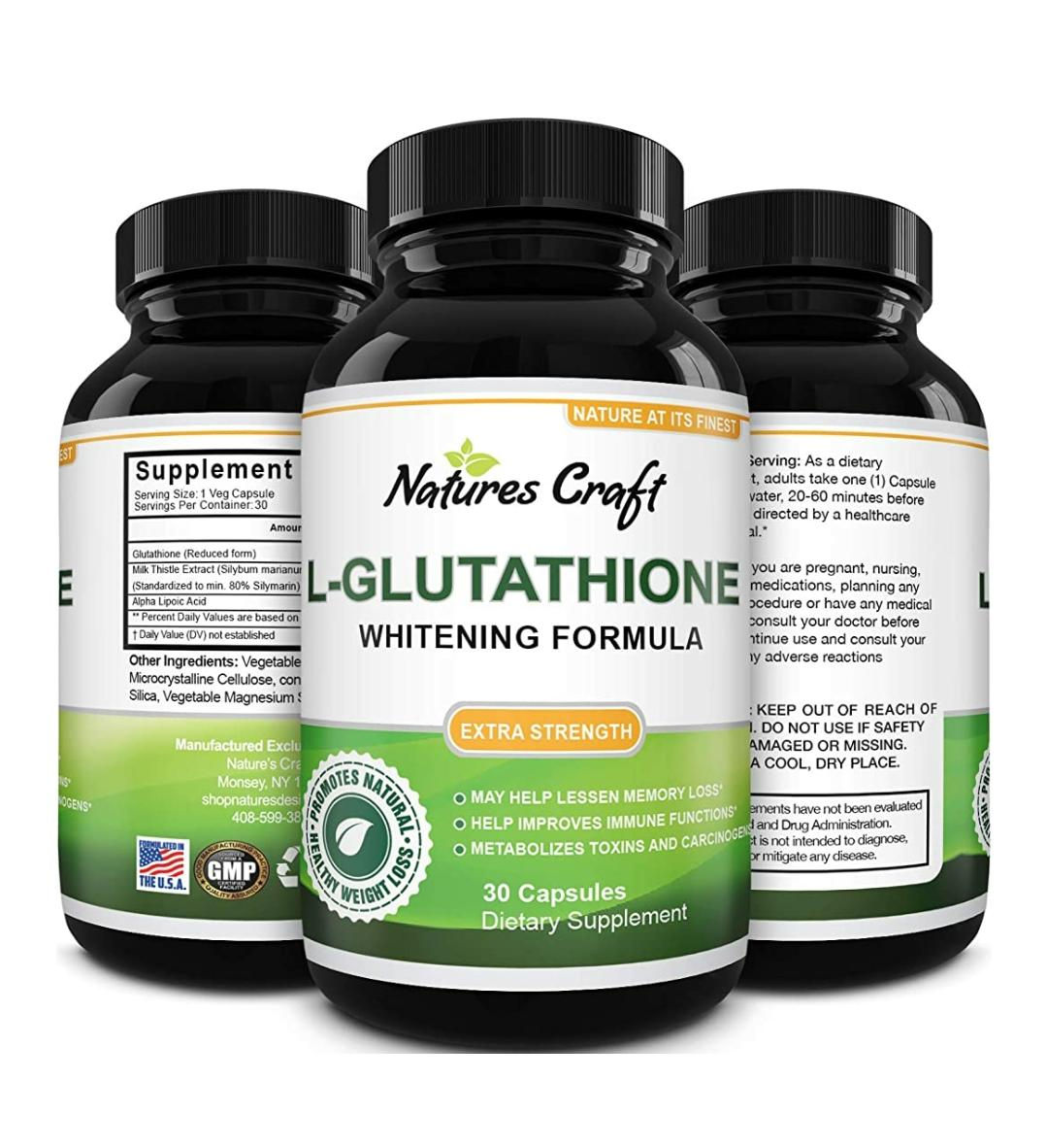 Pure Glutathione + Milk Thistle Extract Supplement - Potent Antioxidant for Immu