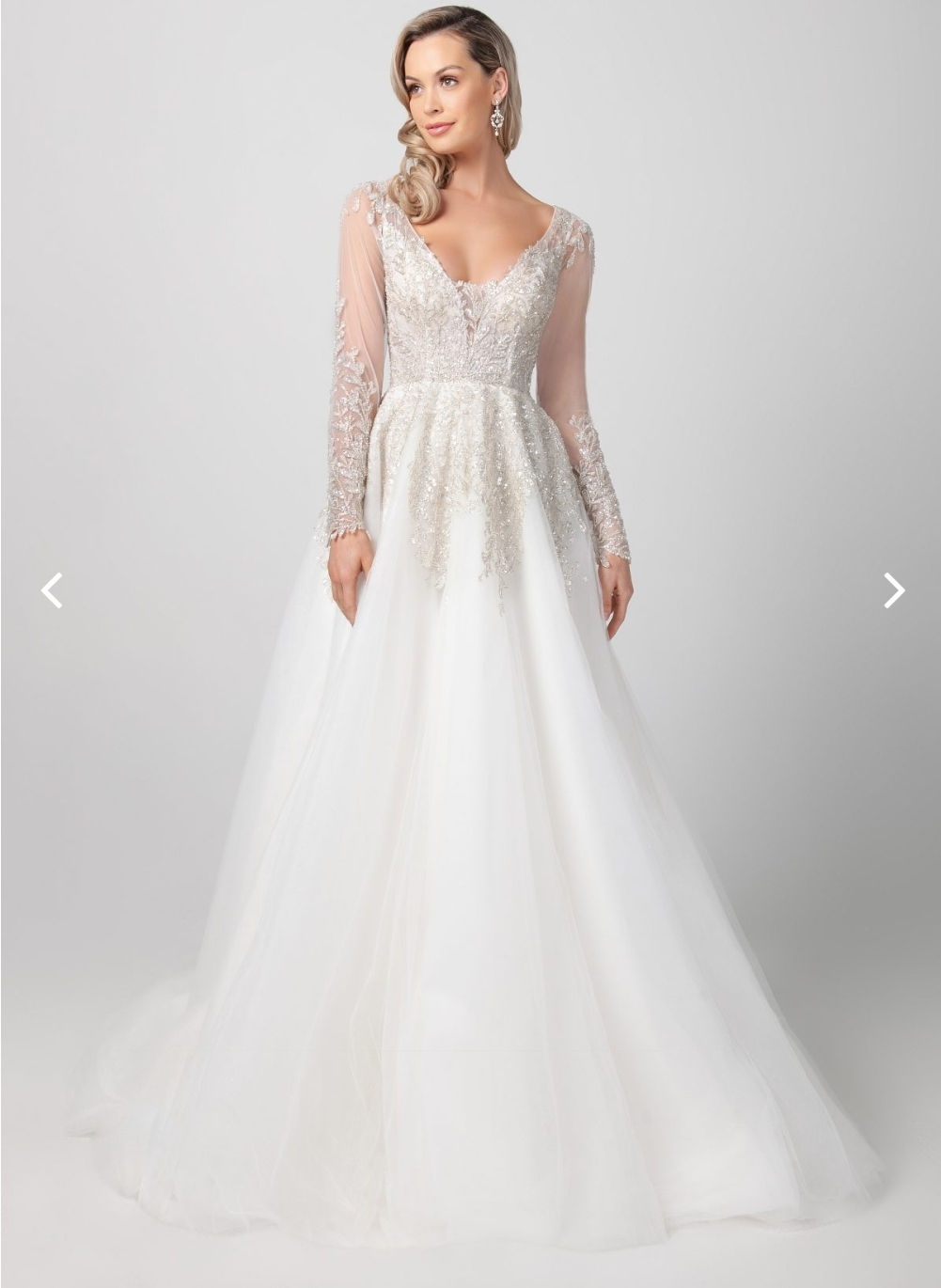Ivory beaded illusion A line wedding dress with light sparkle layers,sweetheart