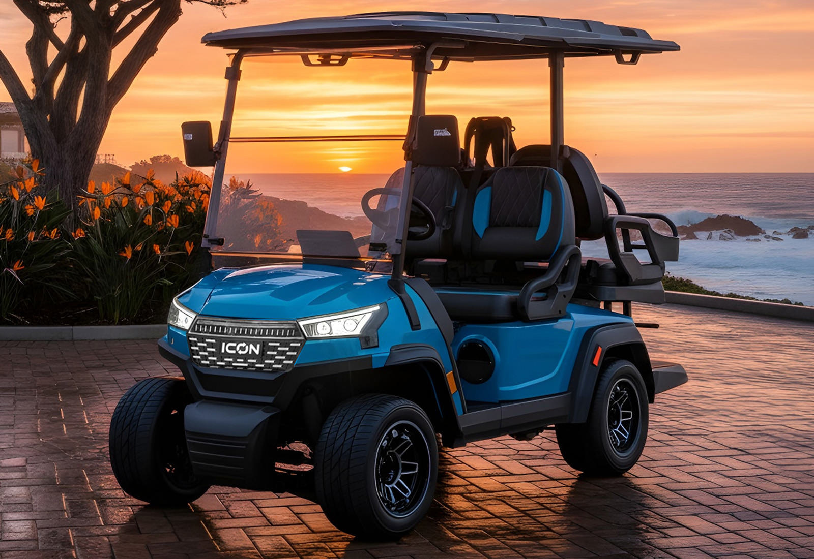 2026 ICON i40X, Electric Blue, Front 3/4