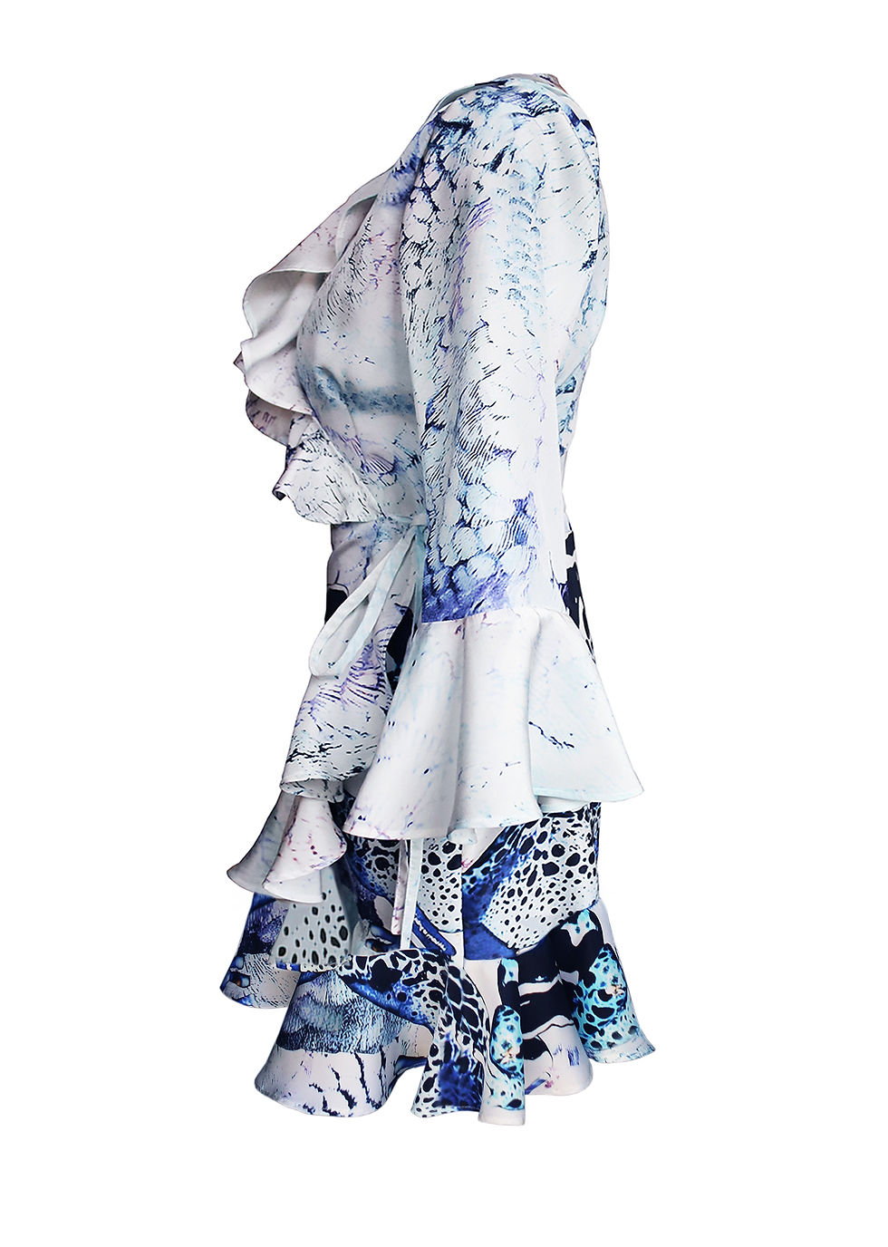 Thumbnail: Silk wrap dress - Poison dart frog print. Petite - Thigh length)