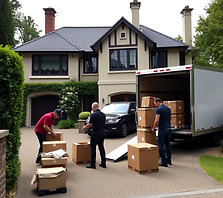 removalists in front of large modern home