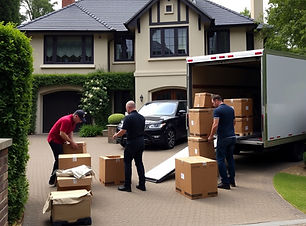 REmovalists unpacking in the driveway of a typical Toorak mansion with a Range Rover Vogue