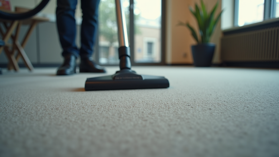 Close-up view of a commercial carpet being vacuumed