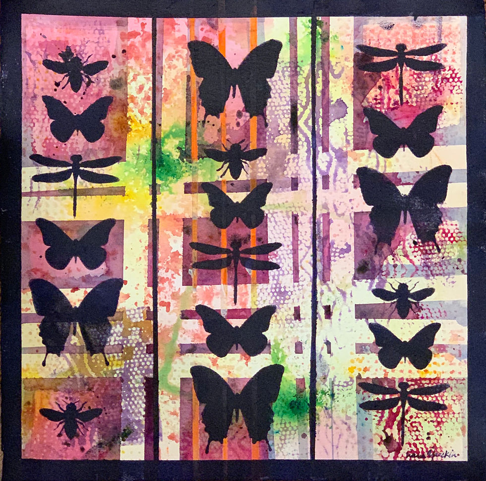 Winged Creatures in a Garden Grid