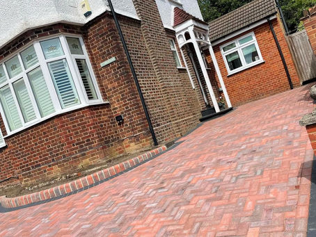 Completed Project: Red Herringbone Block Paving Driveway in Enfield EN2