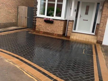 Completed Projects: Charcoal Herringbone Block Paving Driveways in Enfield EN1