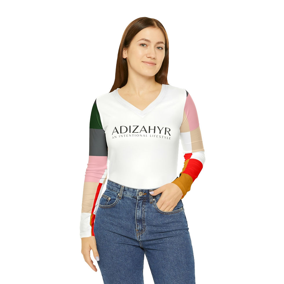 Thumbnail: Be ADIZAHYR Women's Long Sleeve V-neck Shirt, White