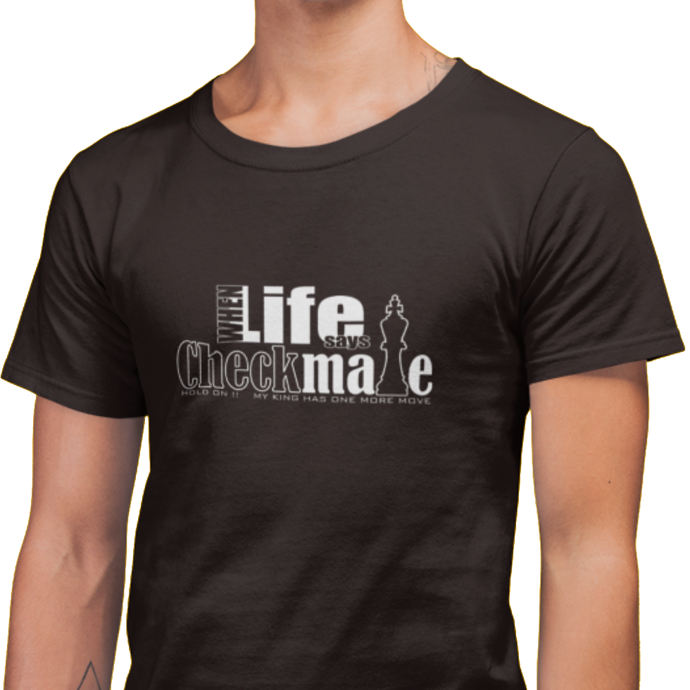 Checkmate - 100% Cotton Coffee Brown Crew Neck T-Shirt