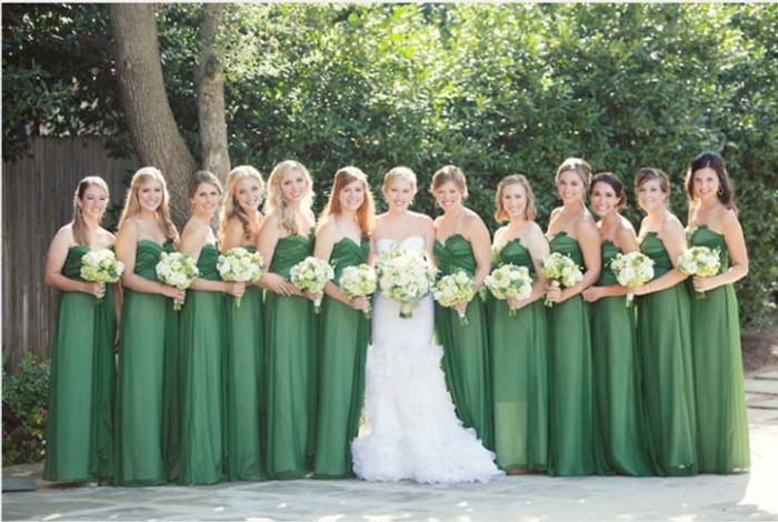nature green and white wedding party
