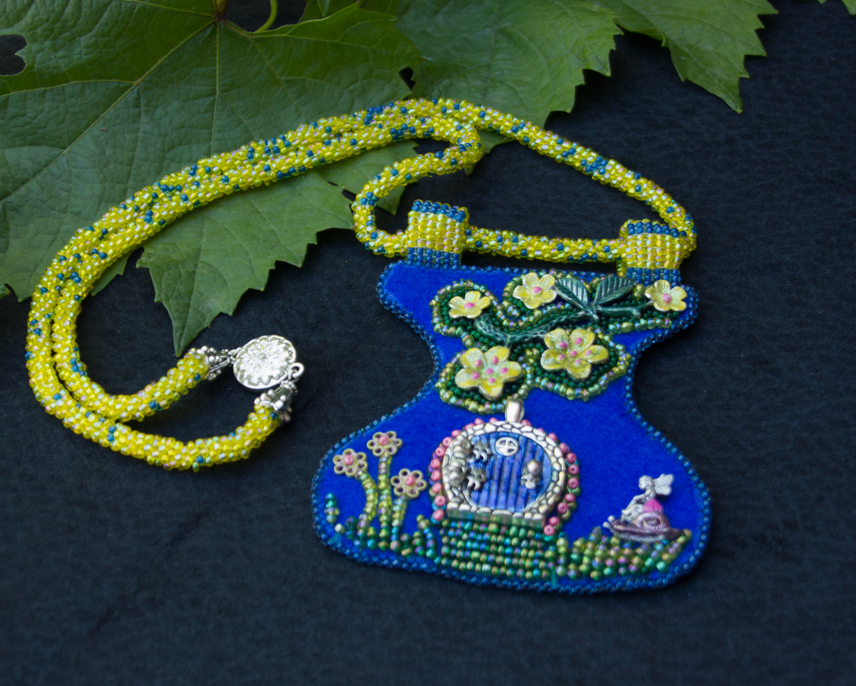 Blue Garden Door Necklace