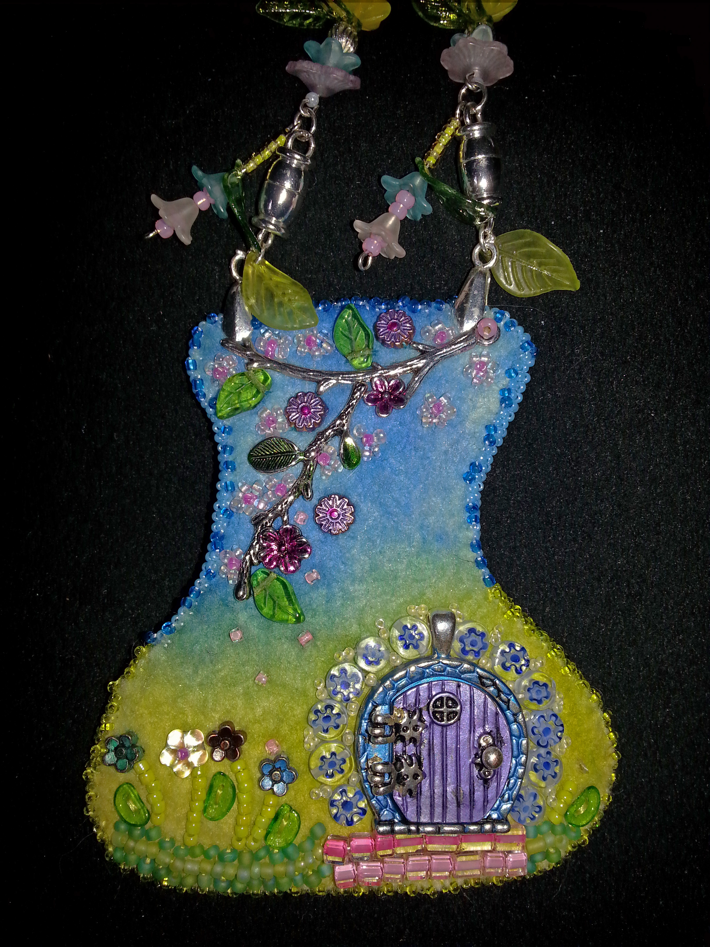 Apple Blossom Fairy Door necklace