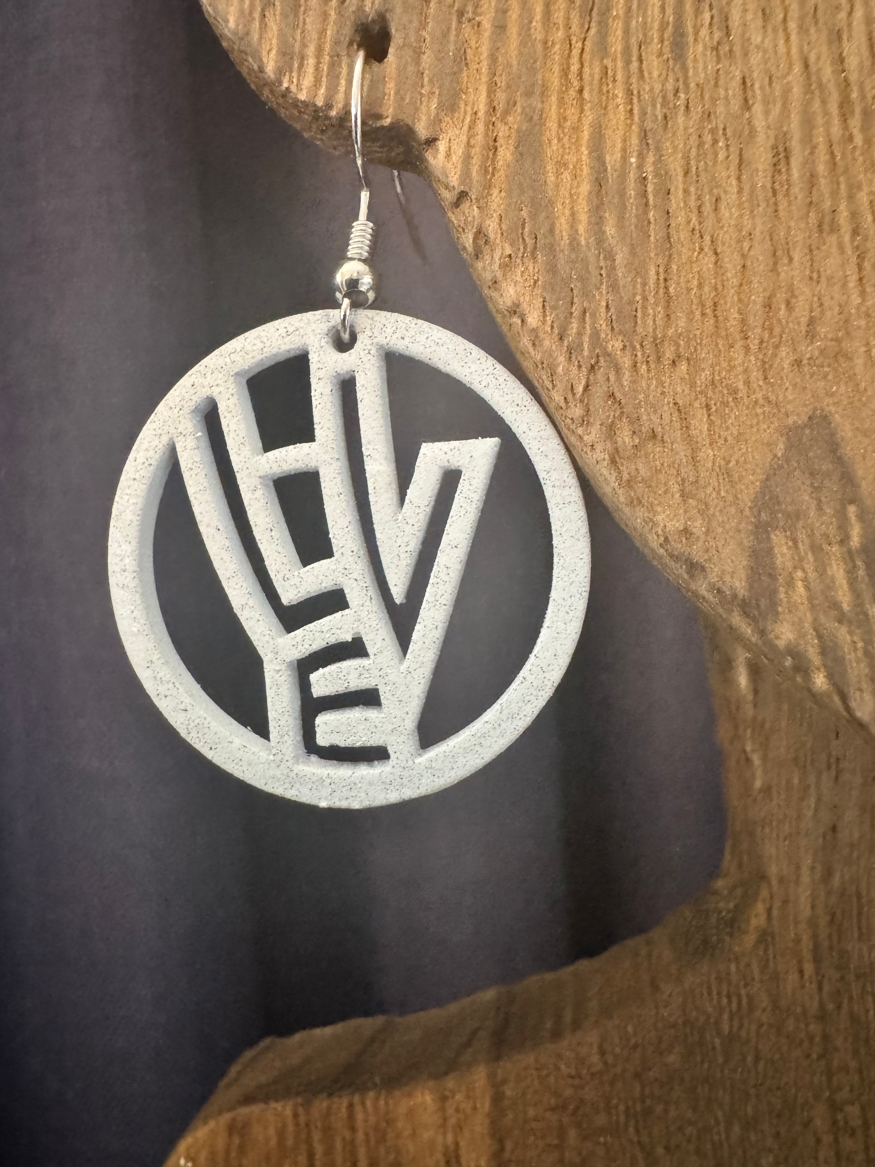 ILY-Hand LOVE Earrings - White Sparkle - 1-1/8” Round - Resin