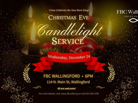 Christmas Eve Candlelight Service: 6pm on December 24