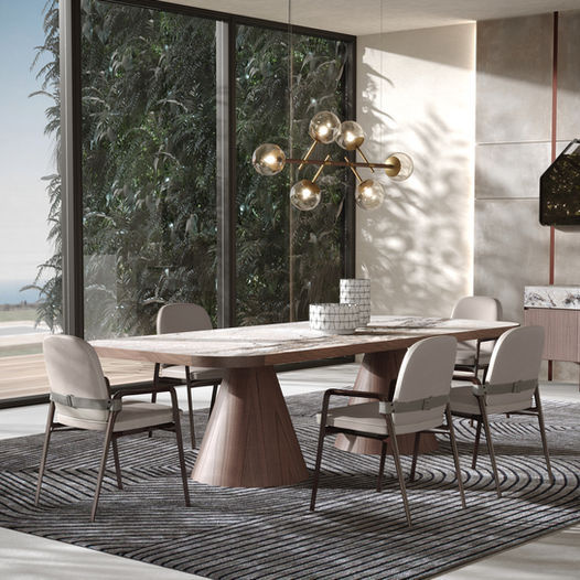 Mermerni sto sa okruglim drvenim nogama - Ulivi Salotti