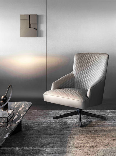 Kožna fotelja sa specijalnim štepom u beloj boji - I4Mariani