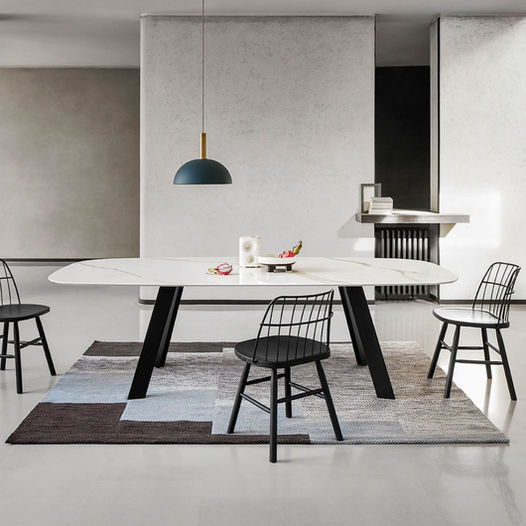 Pravougaoni sto od keramike i metalne baze - Midj