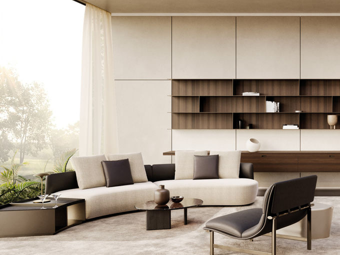 Garnitura zaobljenih ivica i soft izgleda u kombinaciji sa kožnim detaljima - MisuraEmme