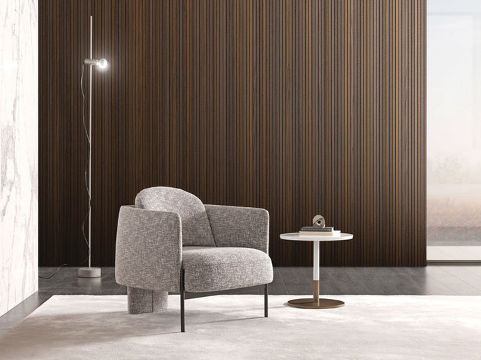 Moderna fotelja popularnog dizajna od štofa u bež boji - MisuraEmme