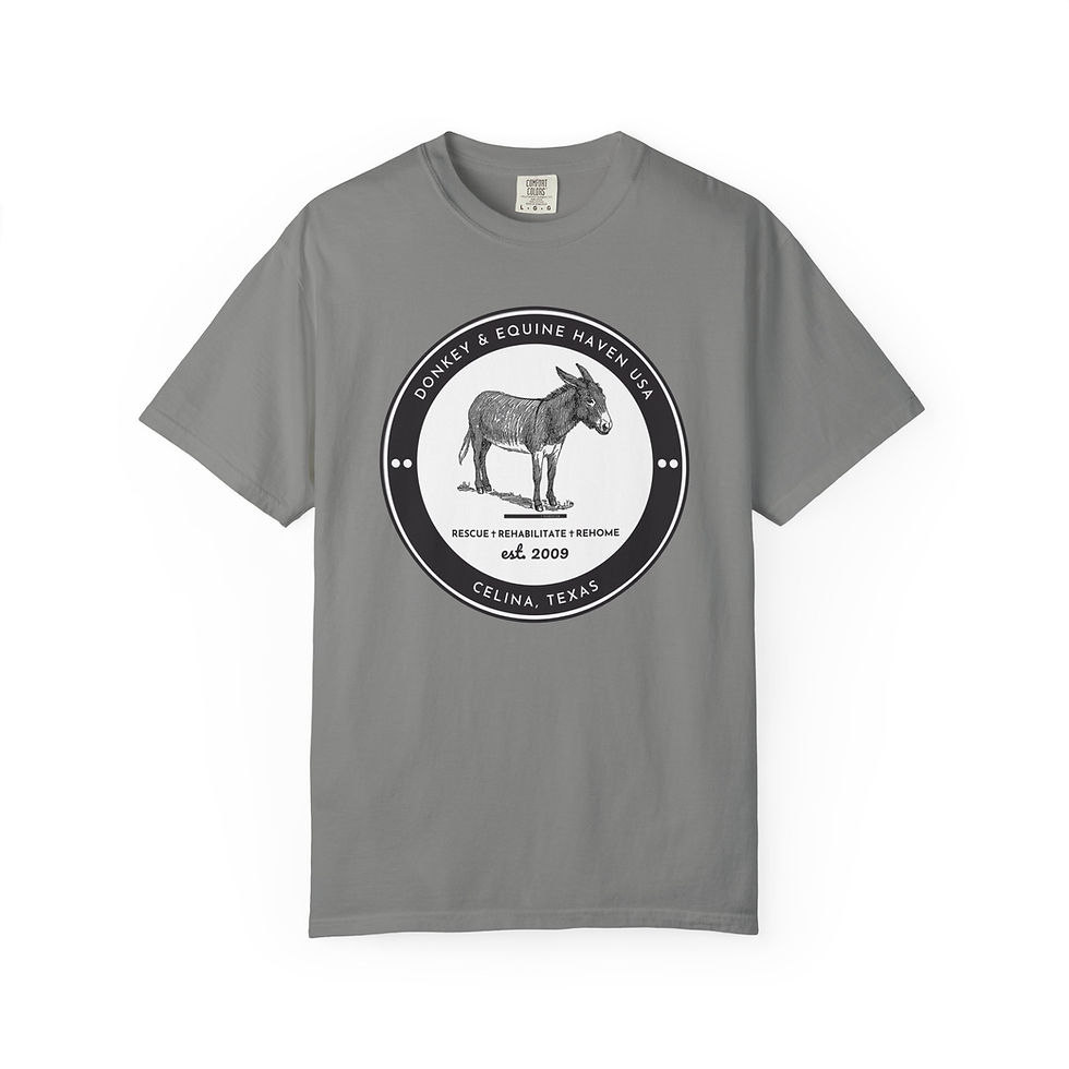 Thumbnail: Premium Comf Clrs Unisex Garment-Dyed T-Shirt - Donkey & Equine Haven Rescue Tee