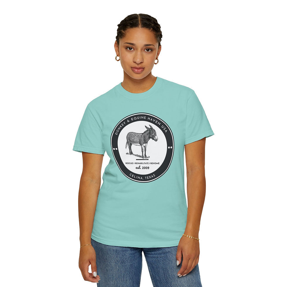 Thumbnail: Premium Comf Clrs Unisex Garment-Dyed T-Shirt - Donkey & Equine Haven Rescue Tee