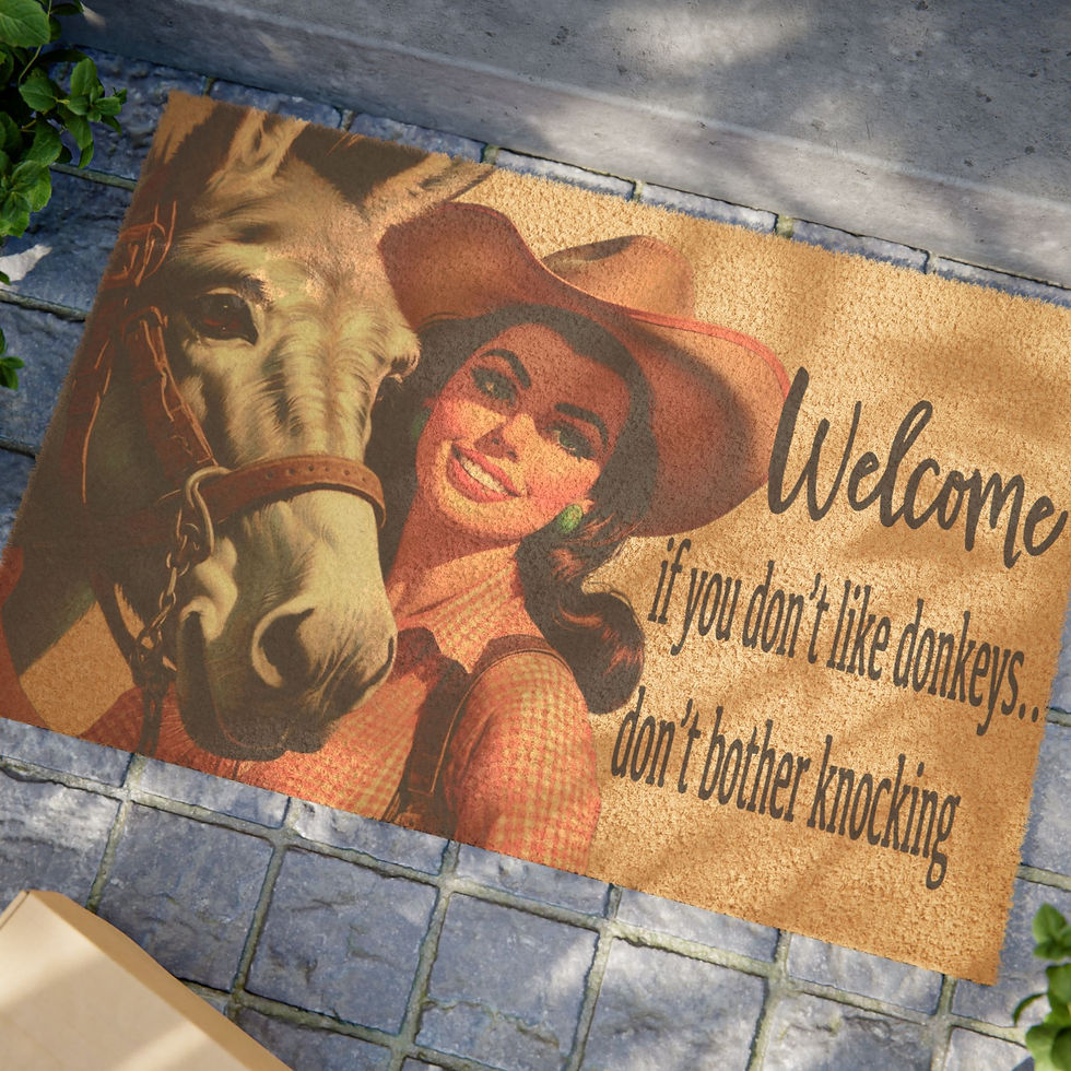 Thumbnail: Vintage Cowgirl & Donkey Doormat | Western Home Decor | Rustic Entryway Rug