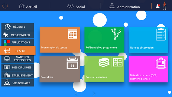 Menu général espace élèves