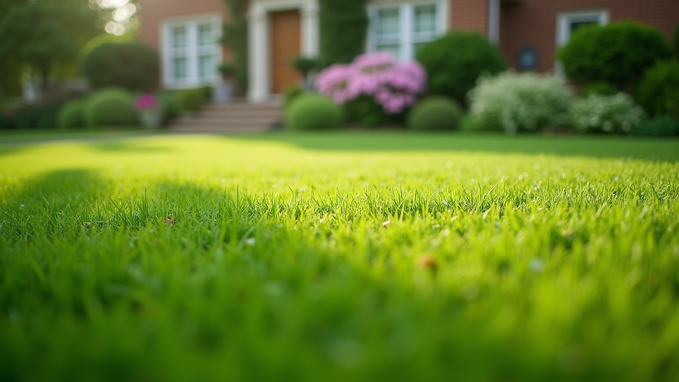 Close-up view of a freshly mowed lawn