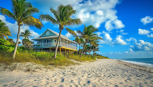 arcaderzero_House_on_the_beach_Florida_palm_trees_blue_skies_--_540a63e8-e6f5-4252-99ae-67