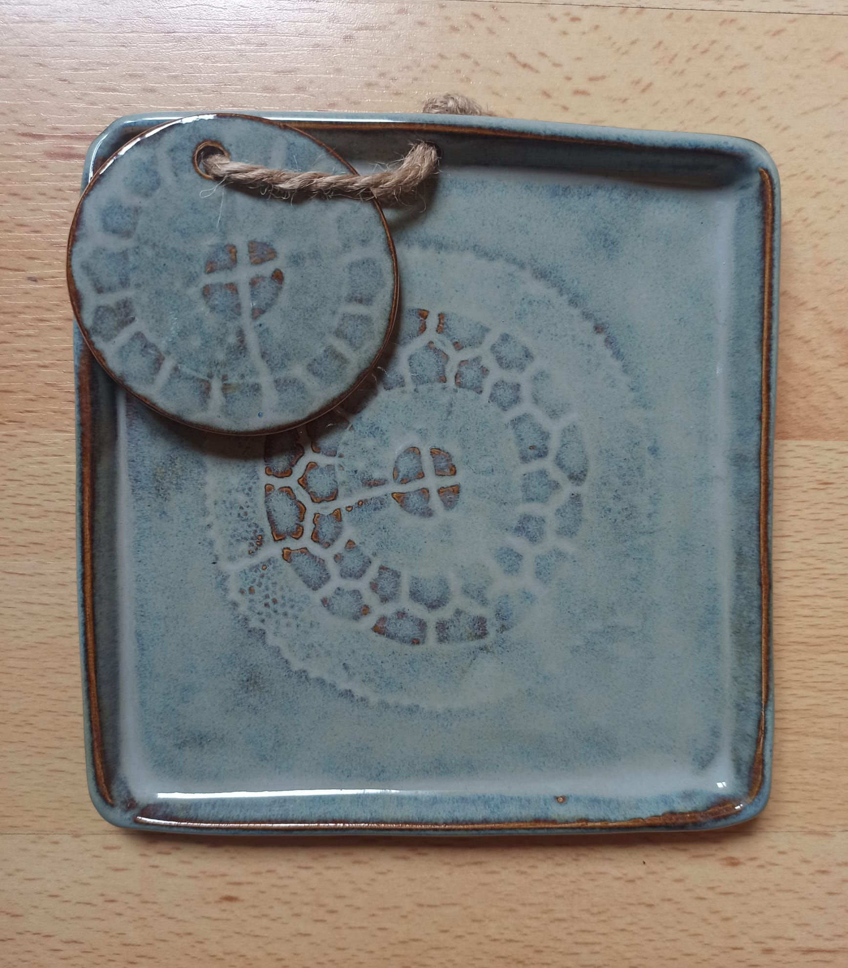 Porte-serviettes turquoise - médaillon