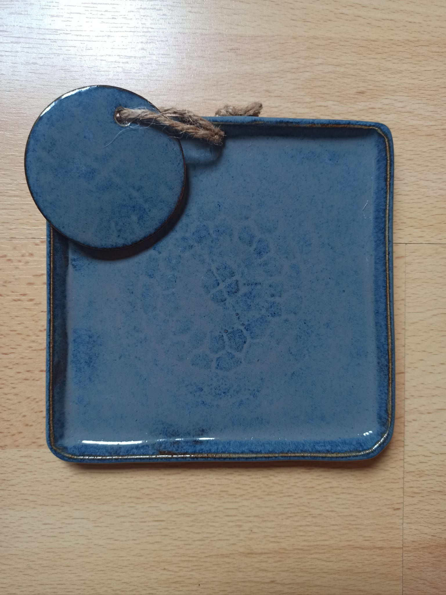 Porte-serviettes bleu - médaillon