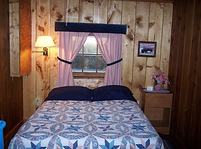 Serene log cabin nature room
