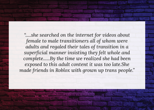 11 Year Old ROGD Daughter is Influenced by Adults in Online Game Roblox