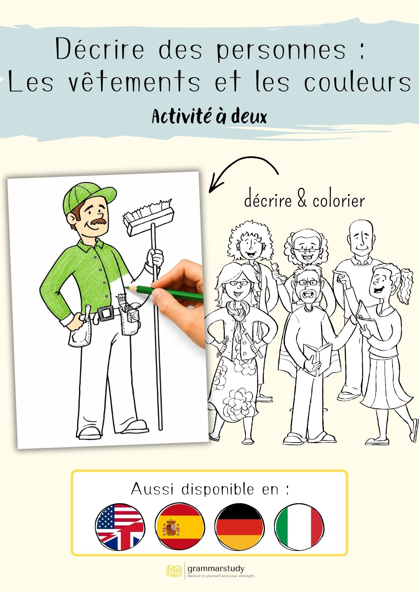 🇫🇷 Vêtements et les couleurs - Décrire des personnes | Activité à deux