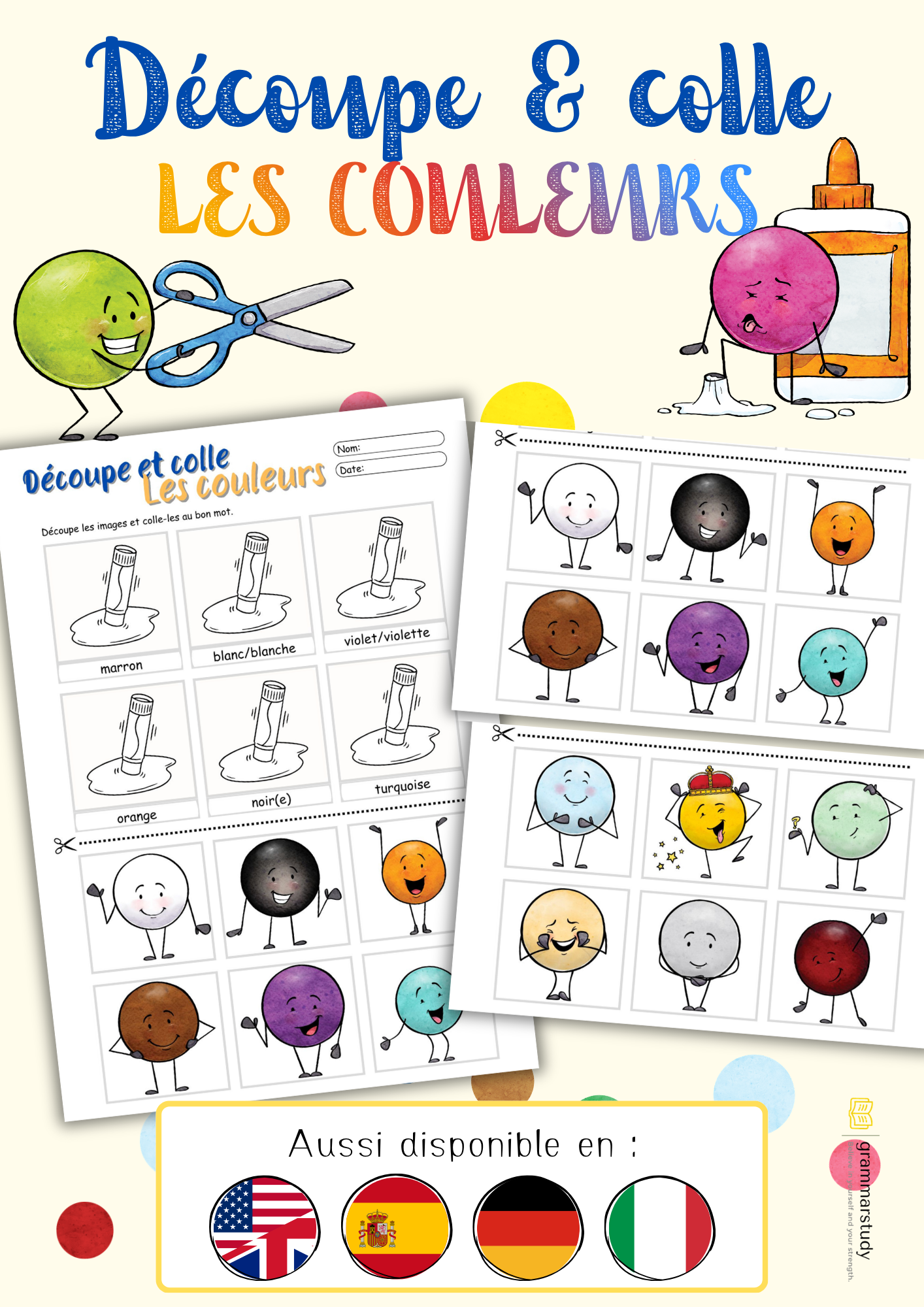 🇫🇷 les couleurs - Découpe et colle