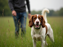 a-peaceful-shot-of-a-dog-trainer-observing-a-happy-cocker-spaniel-in-a-green-essex-meadow.