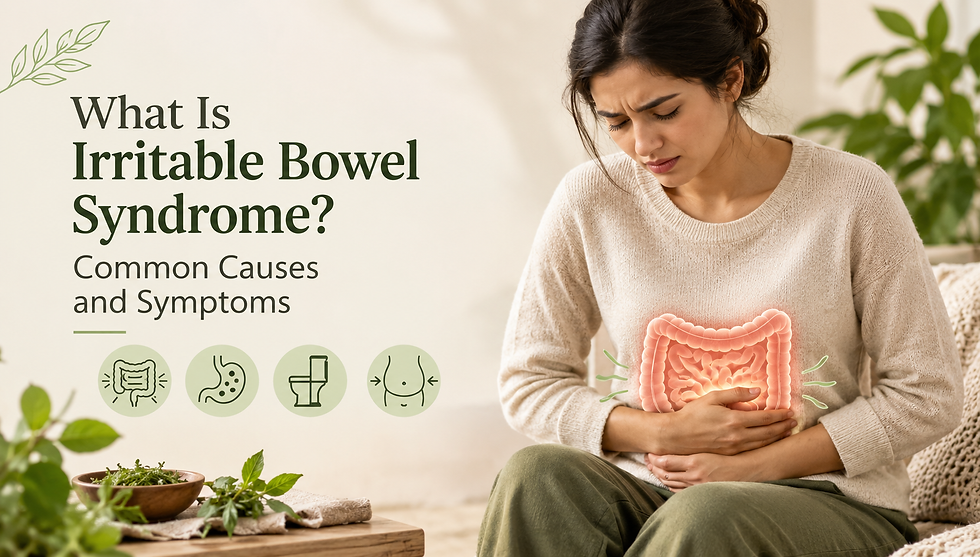 Person experiencing abdominal discomfort associated with IBS