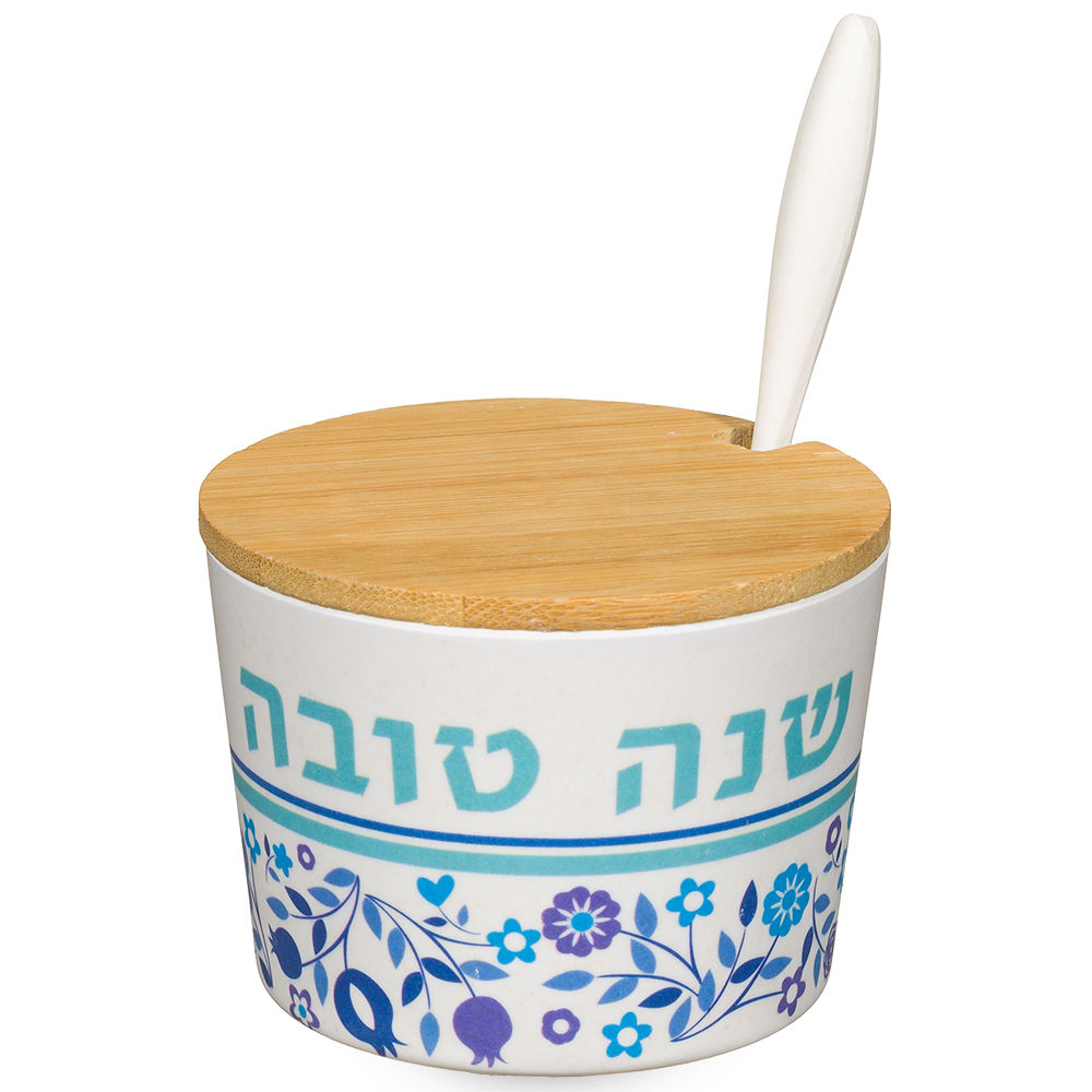 כלי לדבש "במבוק טבעי" "שנה טובה" - 6.5 ס"מ