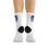 Thumbnail: Authentically Atypical Recycled Poly Socks — Purple Graphic Crew Socks