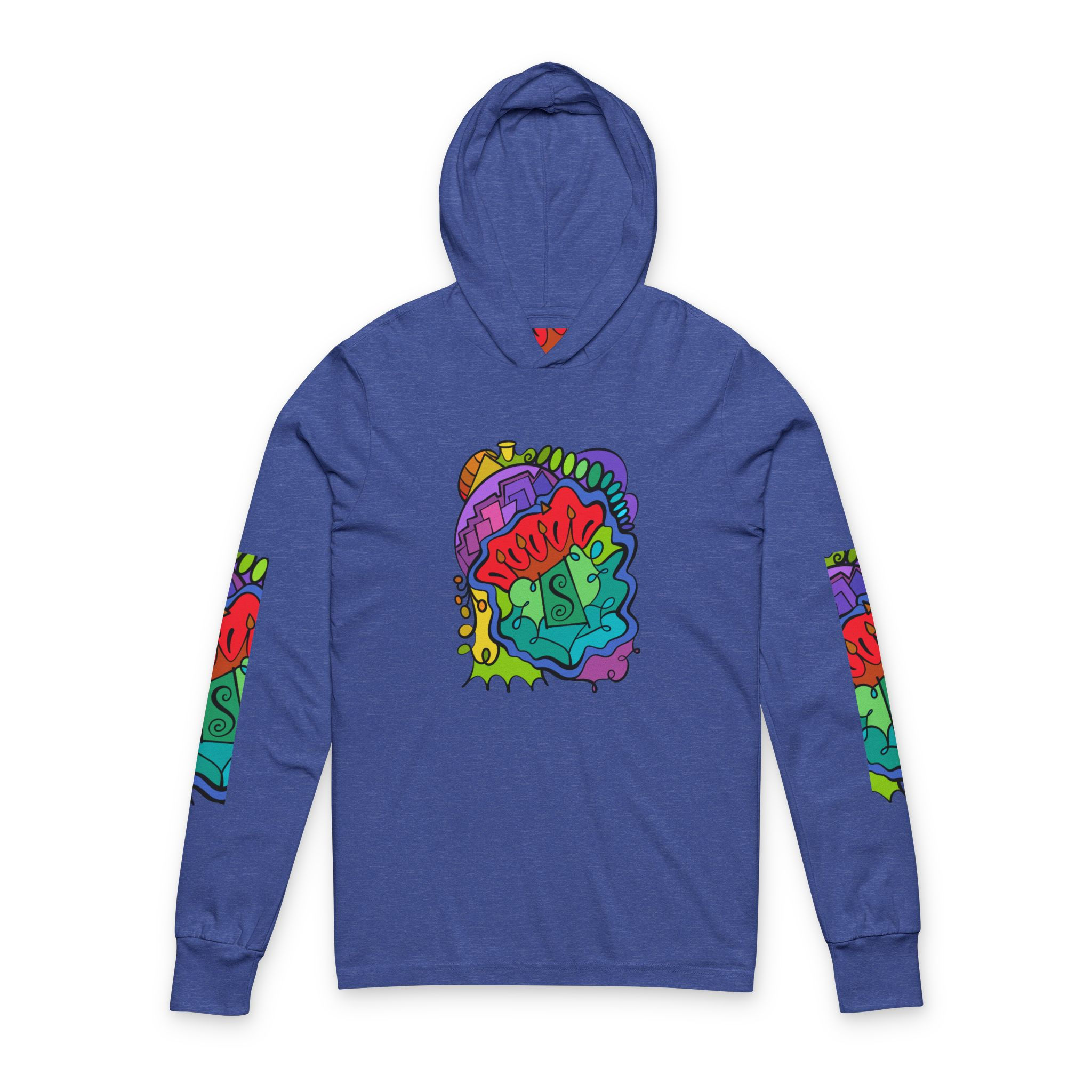 Psychedelic Hoodie Long Sleeve Tee — Colorful Trippy Graphic Long-Sleeve