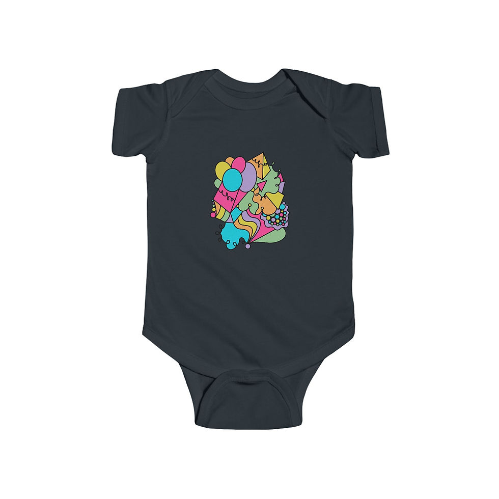 Thumbnail: Infant Bodysuit —Whimsical Colorful Custom Print Doodle Heart Graphic