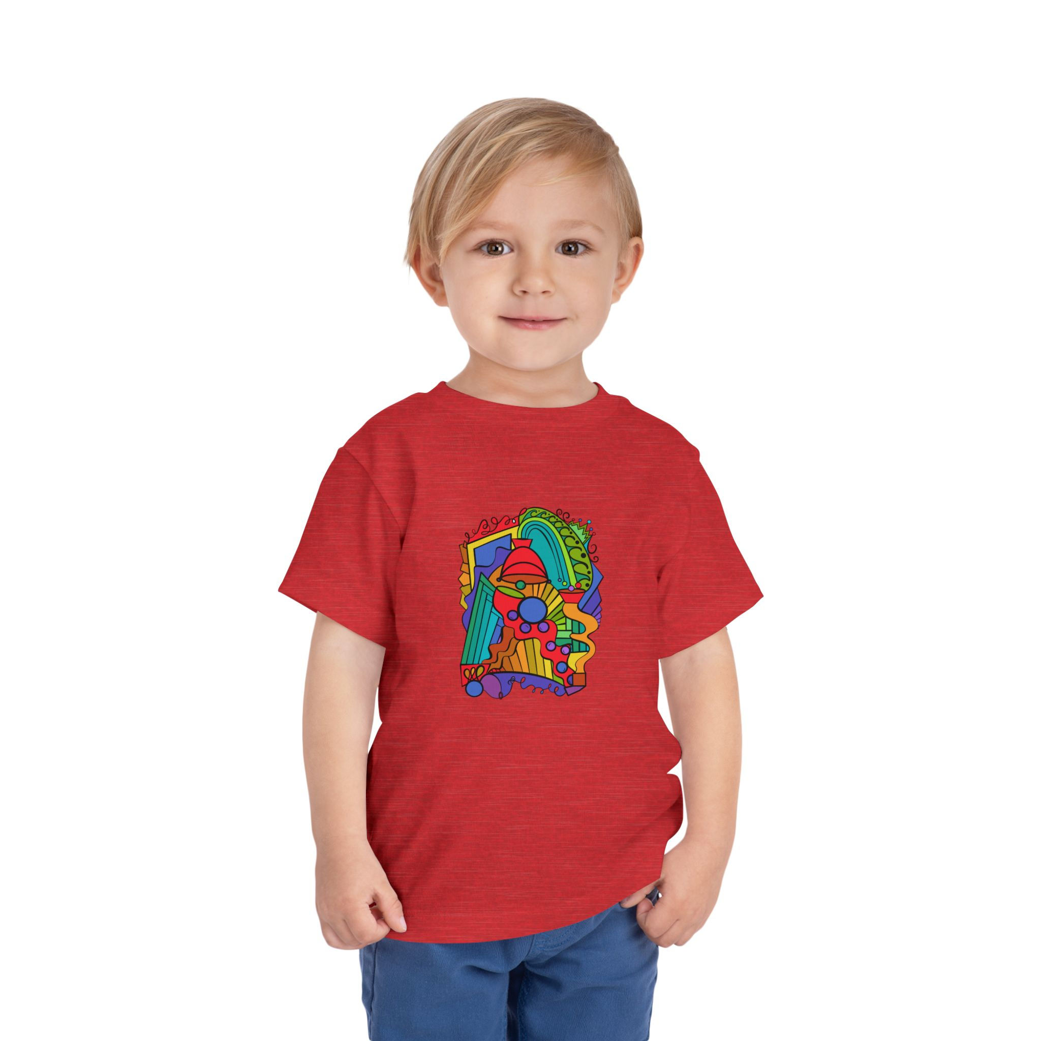 Toddler Tee Bright and Colorful Abstract Doodle Print Kids Shirt