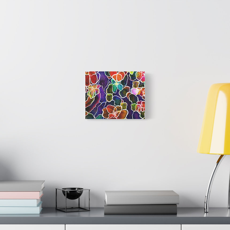Thumbnail: Vibrant Watercolor Floral Matte Canvas Print — Stretched 1.25"