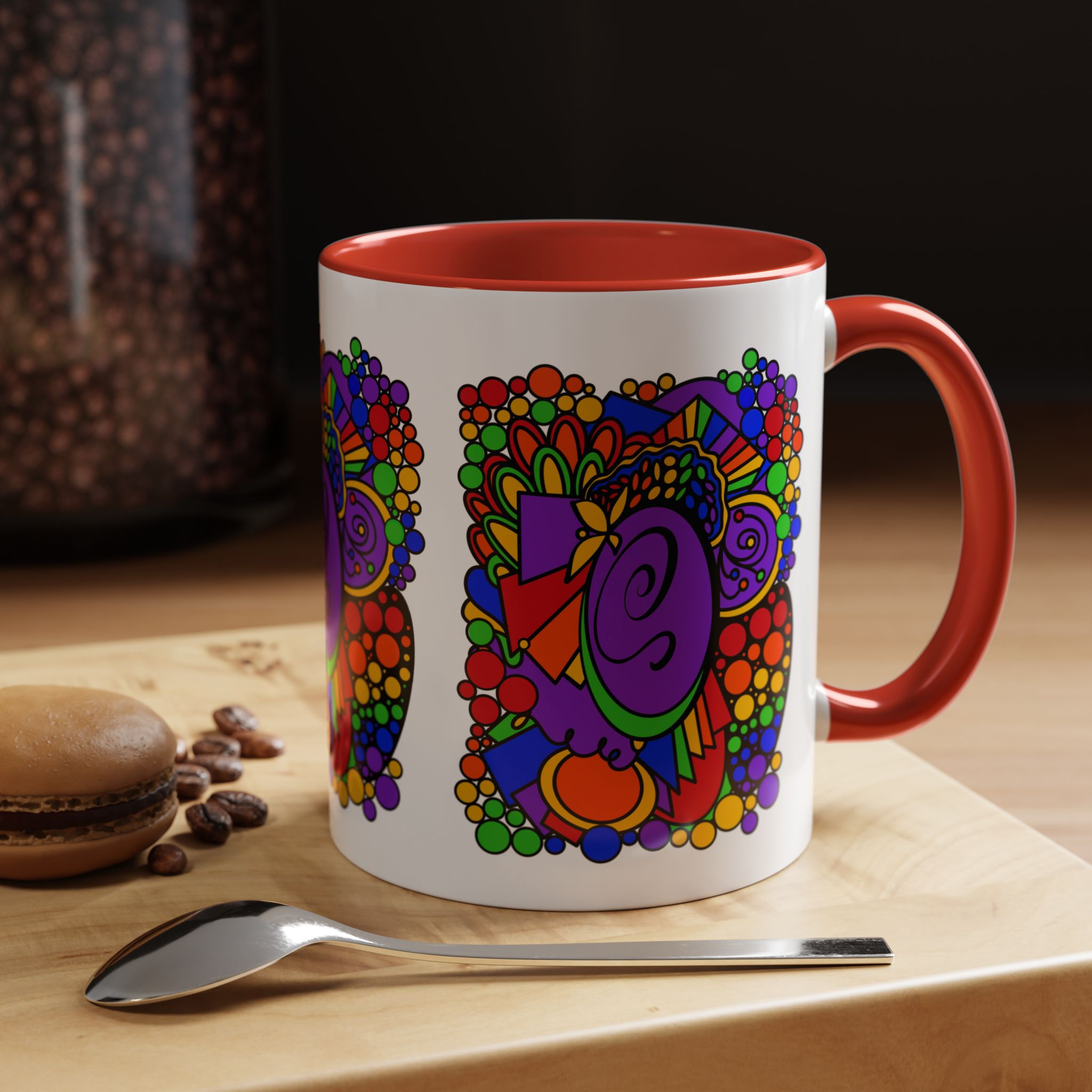 Colorful Abstract Polka Dots Coffee Mug – Vibrant Boho Art 11oz