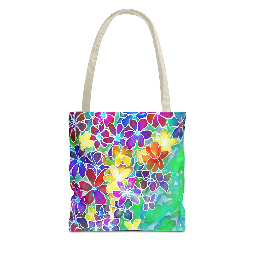 Thumbnail: Colorful Floral Tote Bag — Vibrant Watercolor Flowers All-Over Print