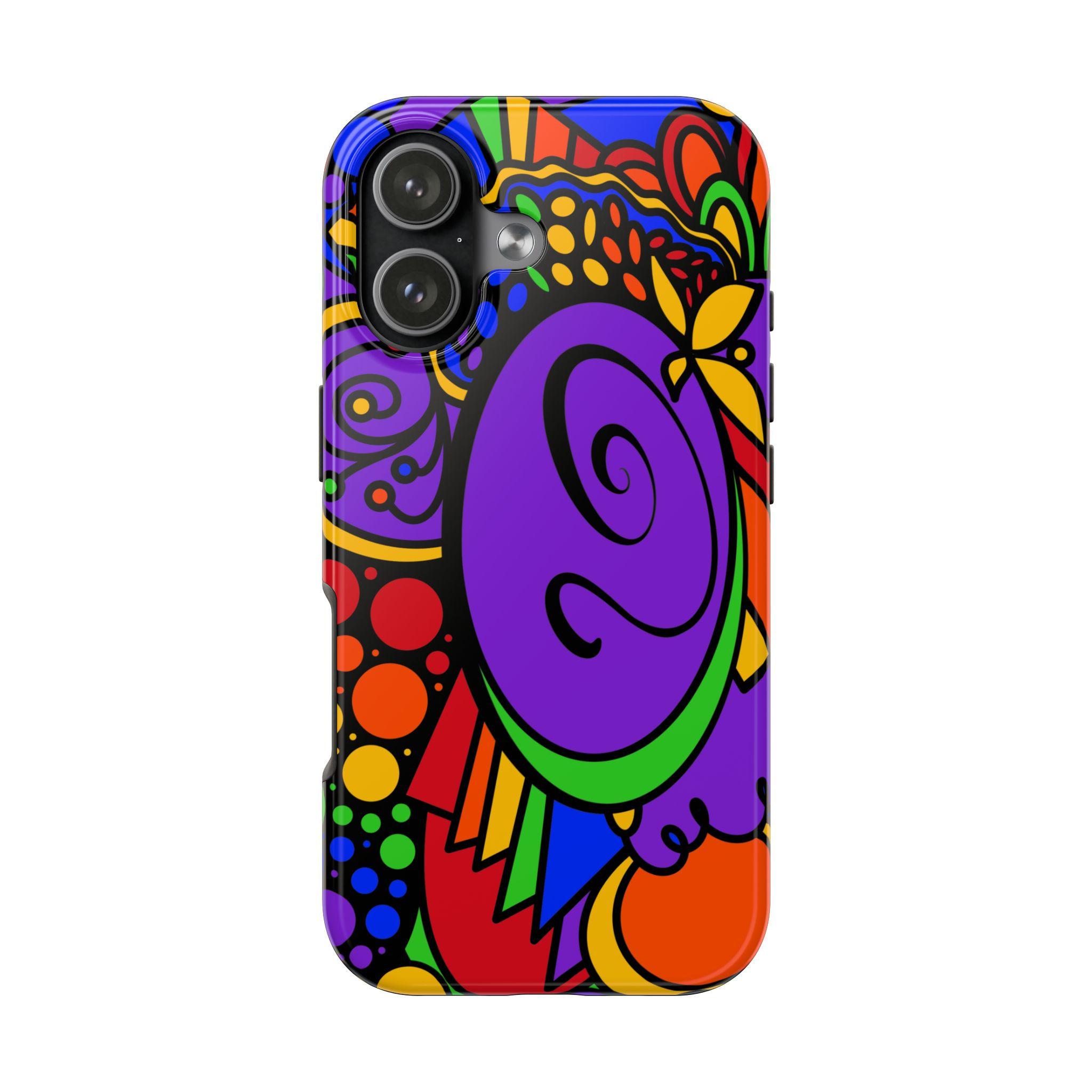Colorful Abstract Art Tough Phone Case — Vibrant Retro Polka Dot Design