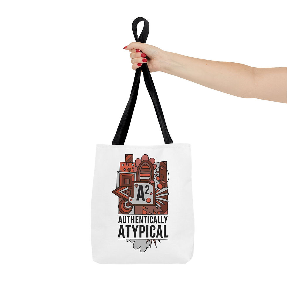 Thumbnail: Authentically Atypical Tote Bag — Neurodiversity Brown and Tan Graphic Tote