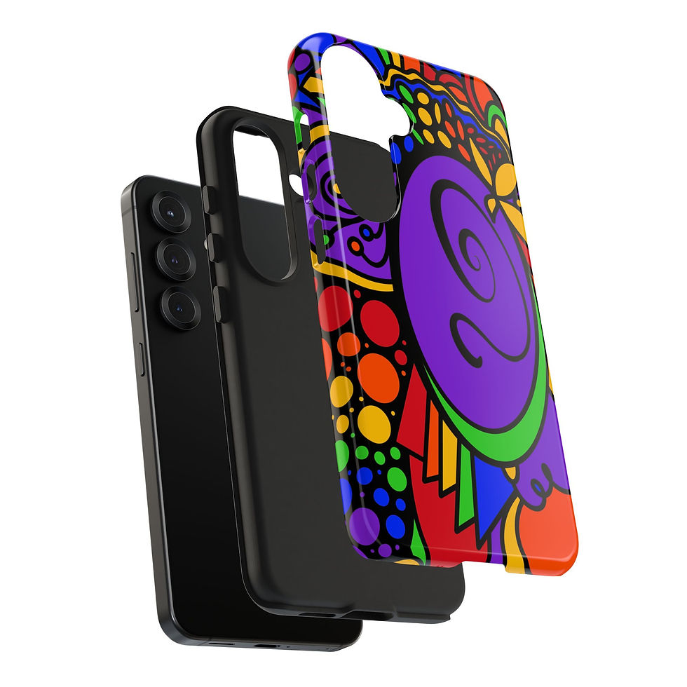Thumbnail: Colorful Abstract Art Tough Phone Case — Vibrant Retro Polka Dot Design