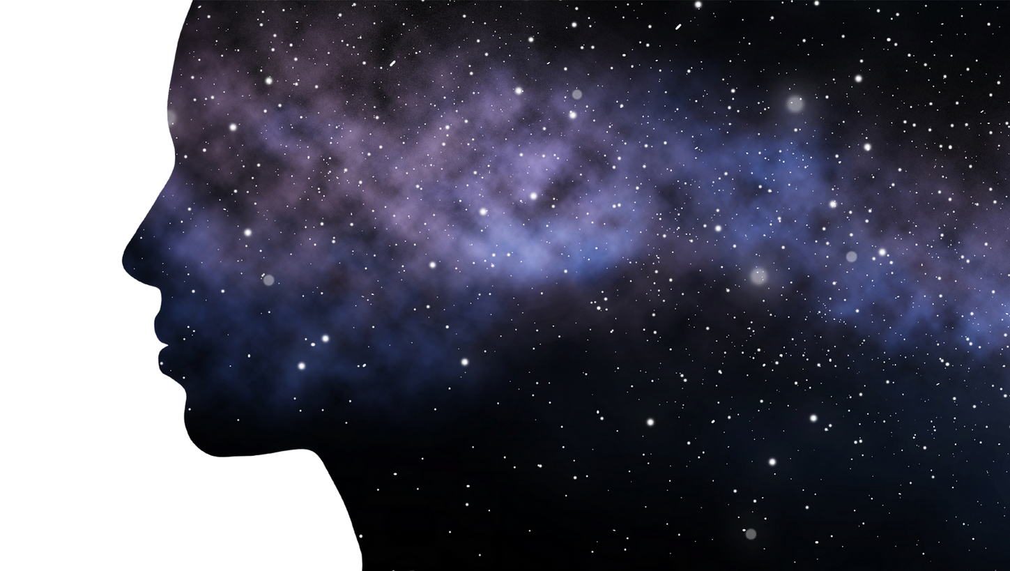 silhouette of a person with a star-filled galaxy inside, symbolising inner worlds and self-exploration