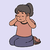 child covering ears with upset expression, representing sensory overload or distress