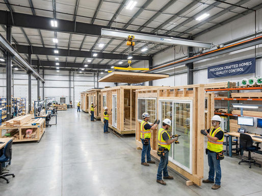 Offsite prefabrication facility producing residential building modules